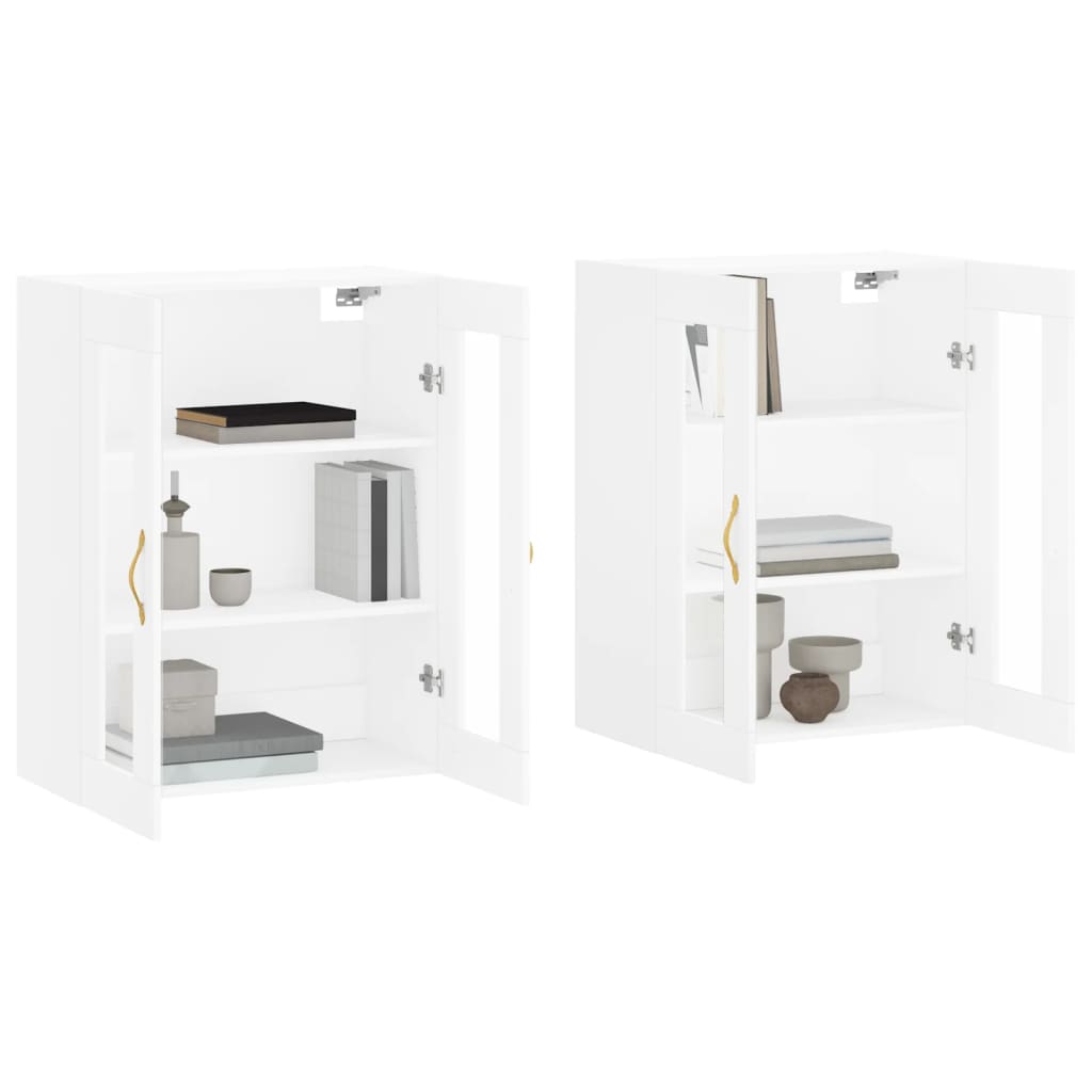 Wall-mounted cabinets, 2 pcs., white, wood