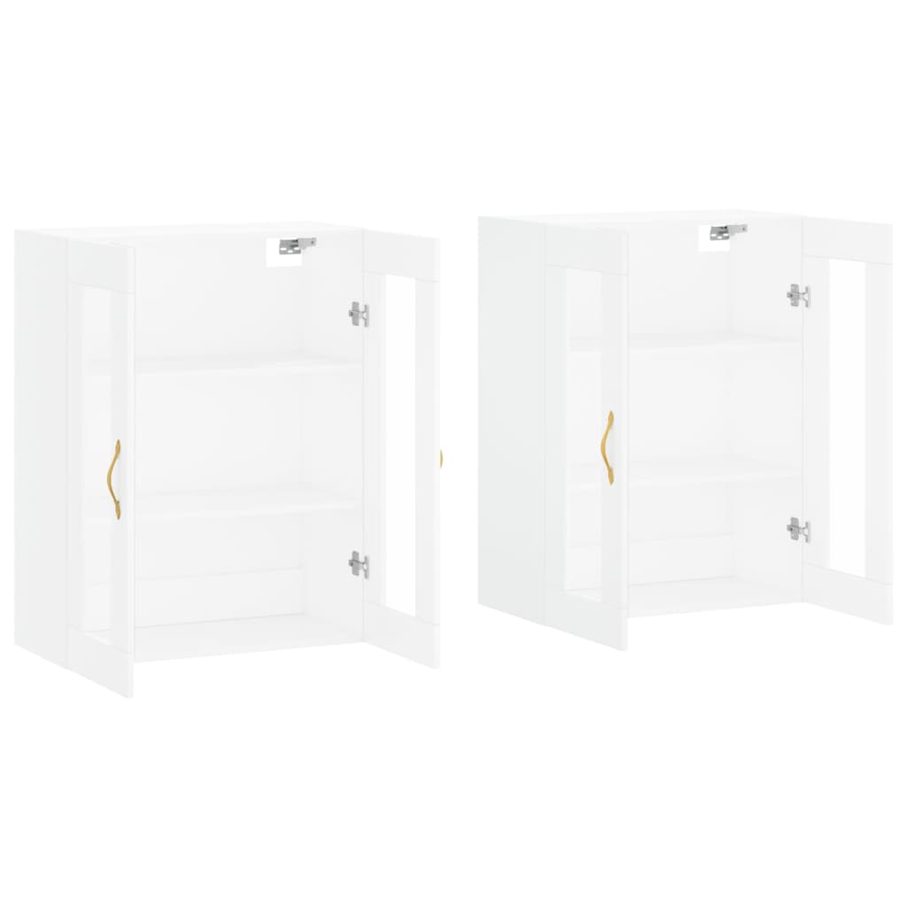 Wall-mounted cabinets, 2 pcs., white, wood