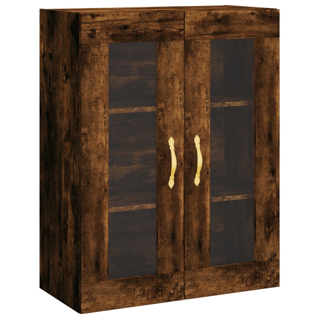 Wall-mounted cabinets, 2 pcs., smoked, wood