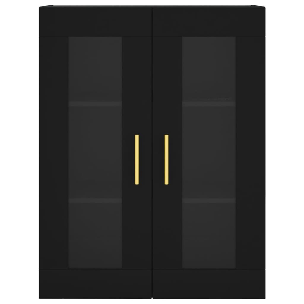 Wall-mounted cabinets, 2 pcs., black, wood