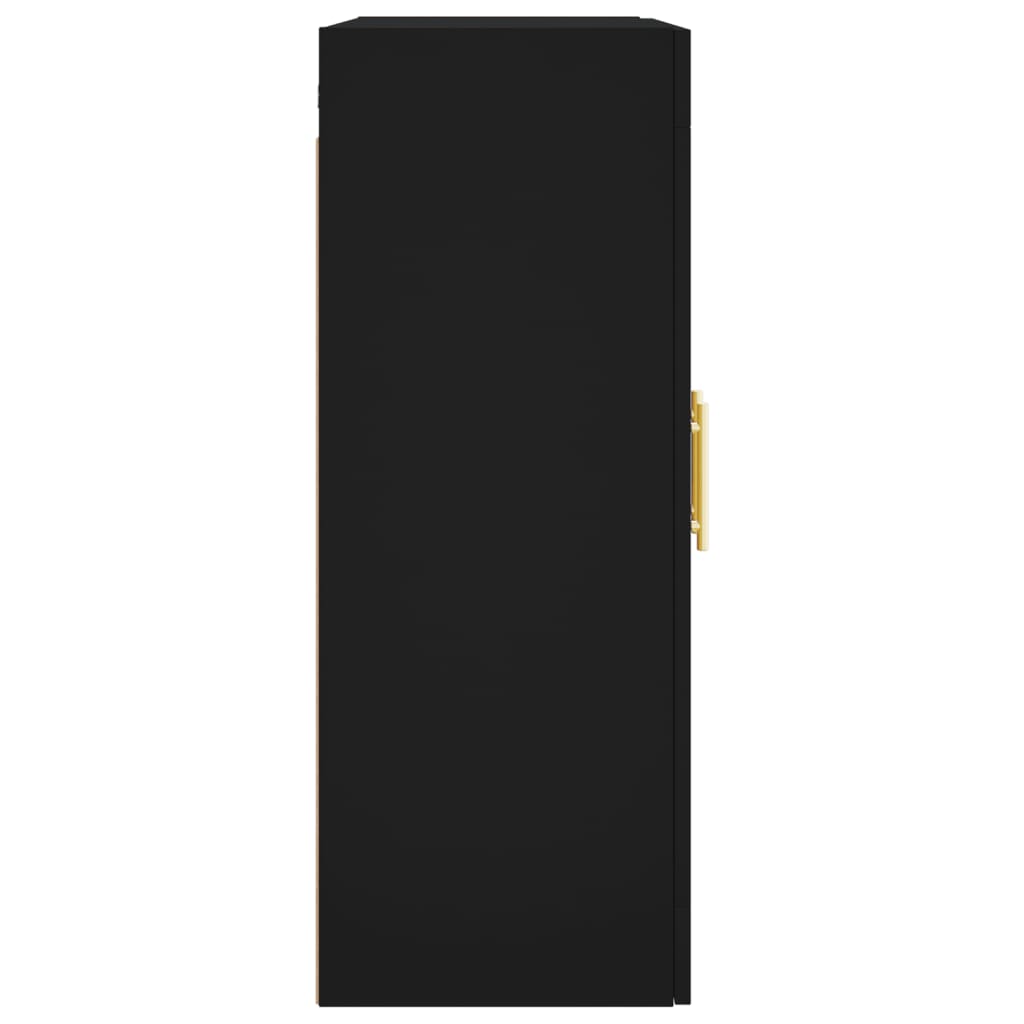 Wall-mounted cabinets, 2 pcs., black, wood