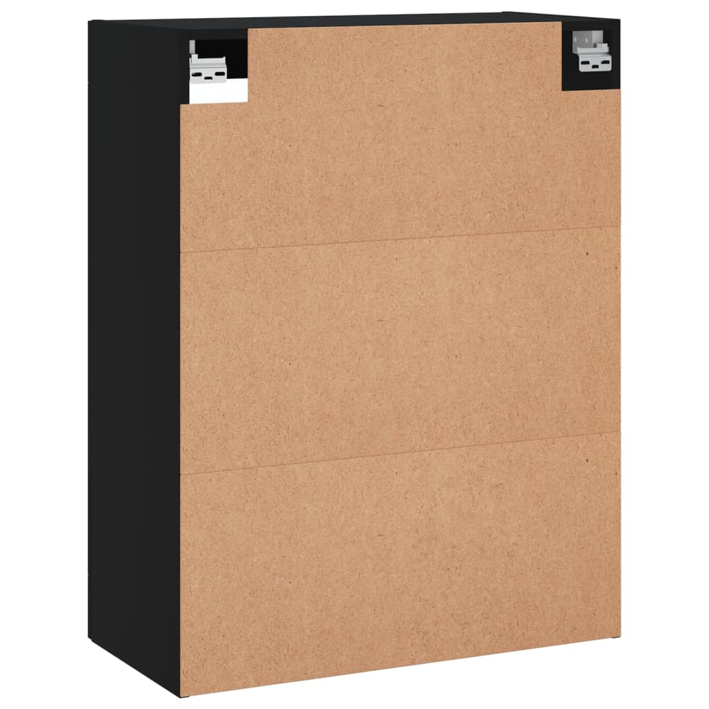 Wall-mounted cabinets, 2 pcs., black, wood