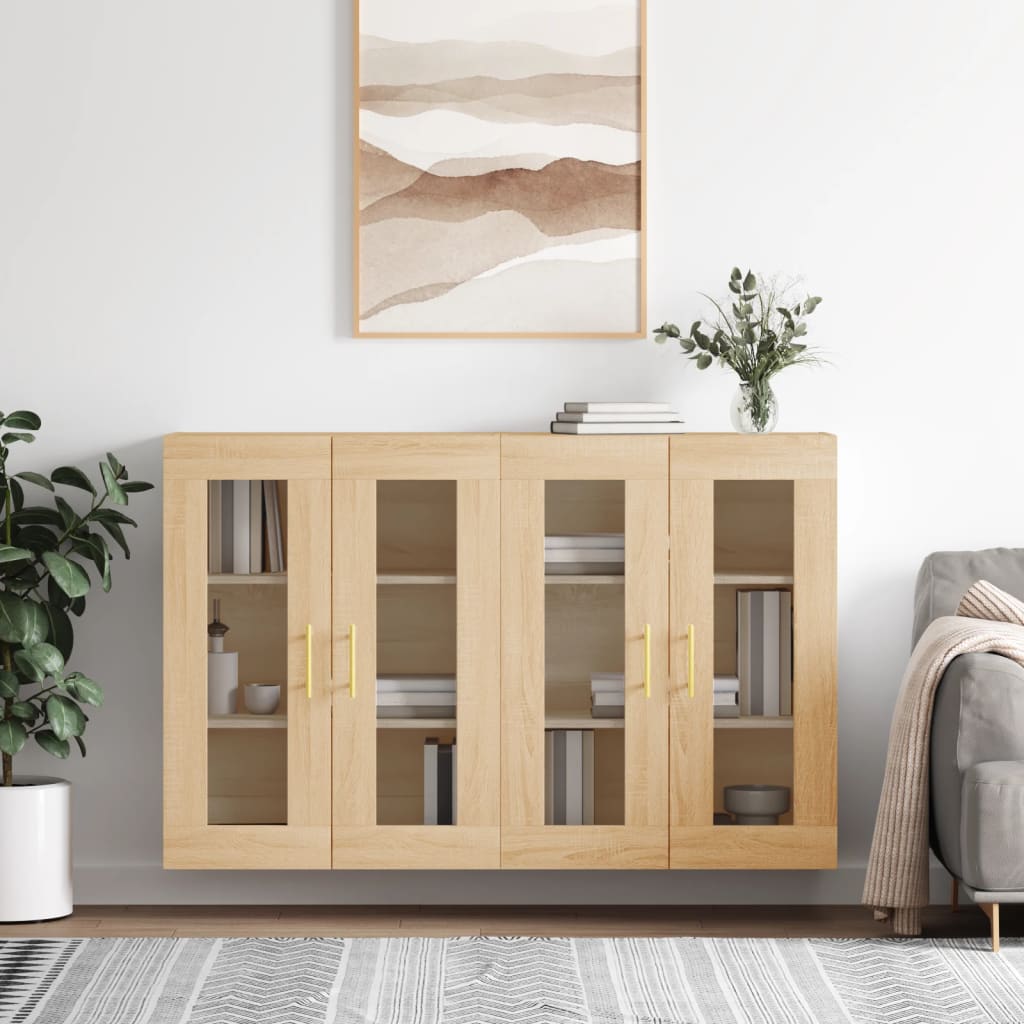 Wall-mounted cabinets, 2 pcs., oak, wood