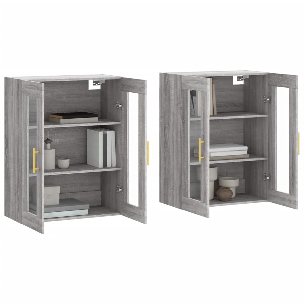 Wall cabinets, 2 pcs., grey, wood