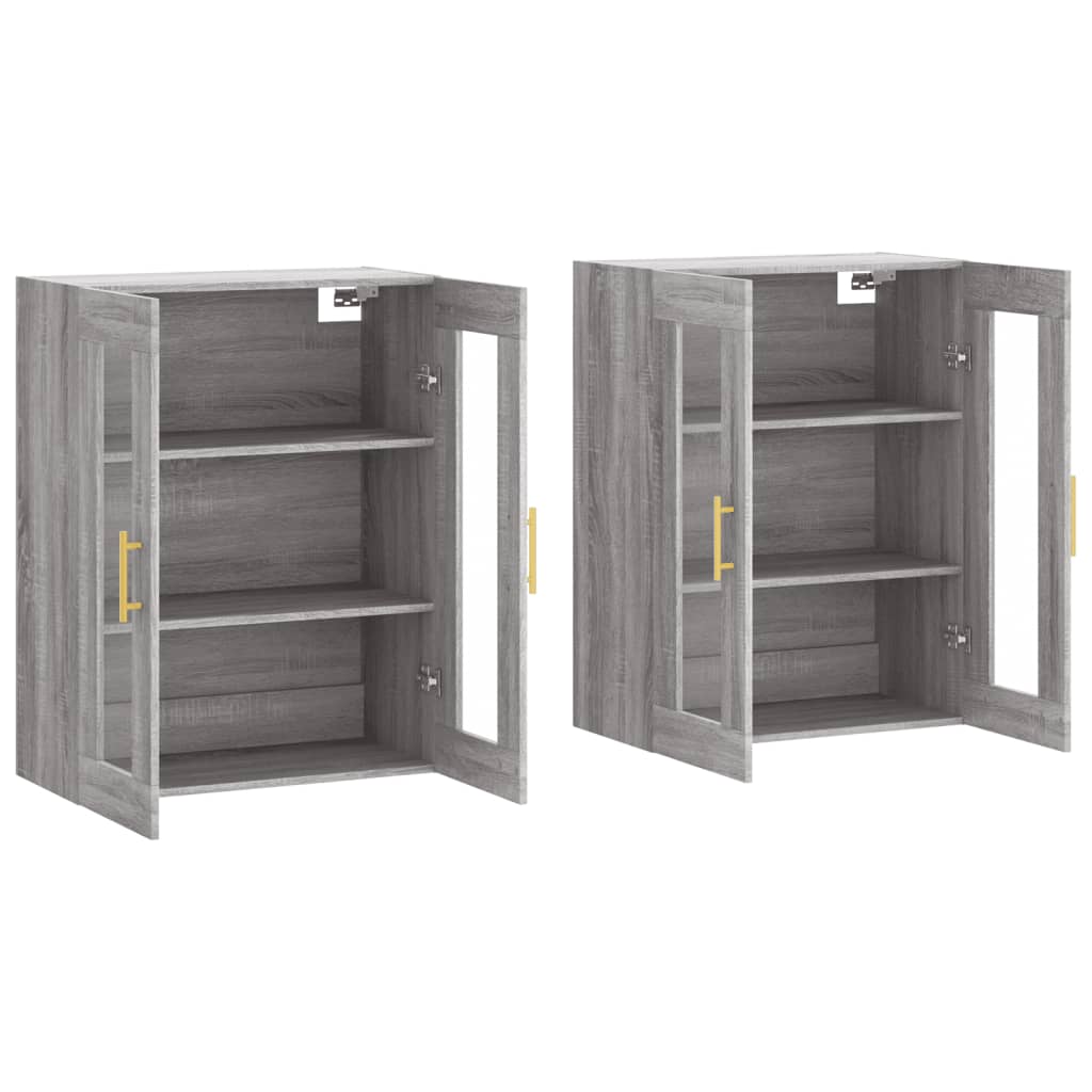 Wall cabinets, 2 pcs., grey, wood