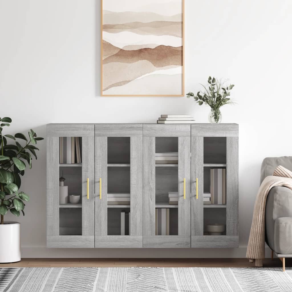 Wall cabinets, 2 pcs., grey, wood