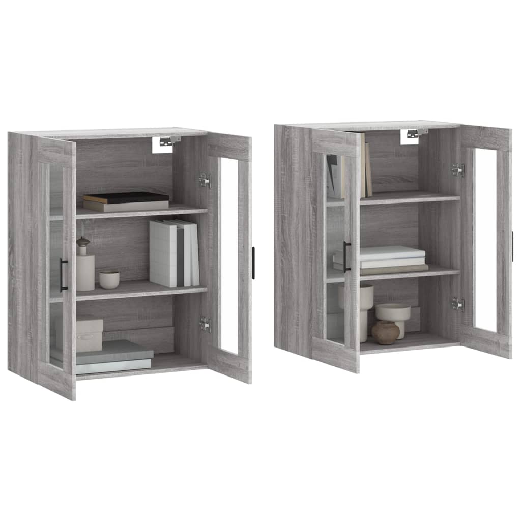 Wall cabinets, 2 pcs., grey, wood