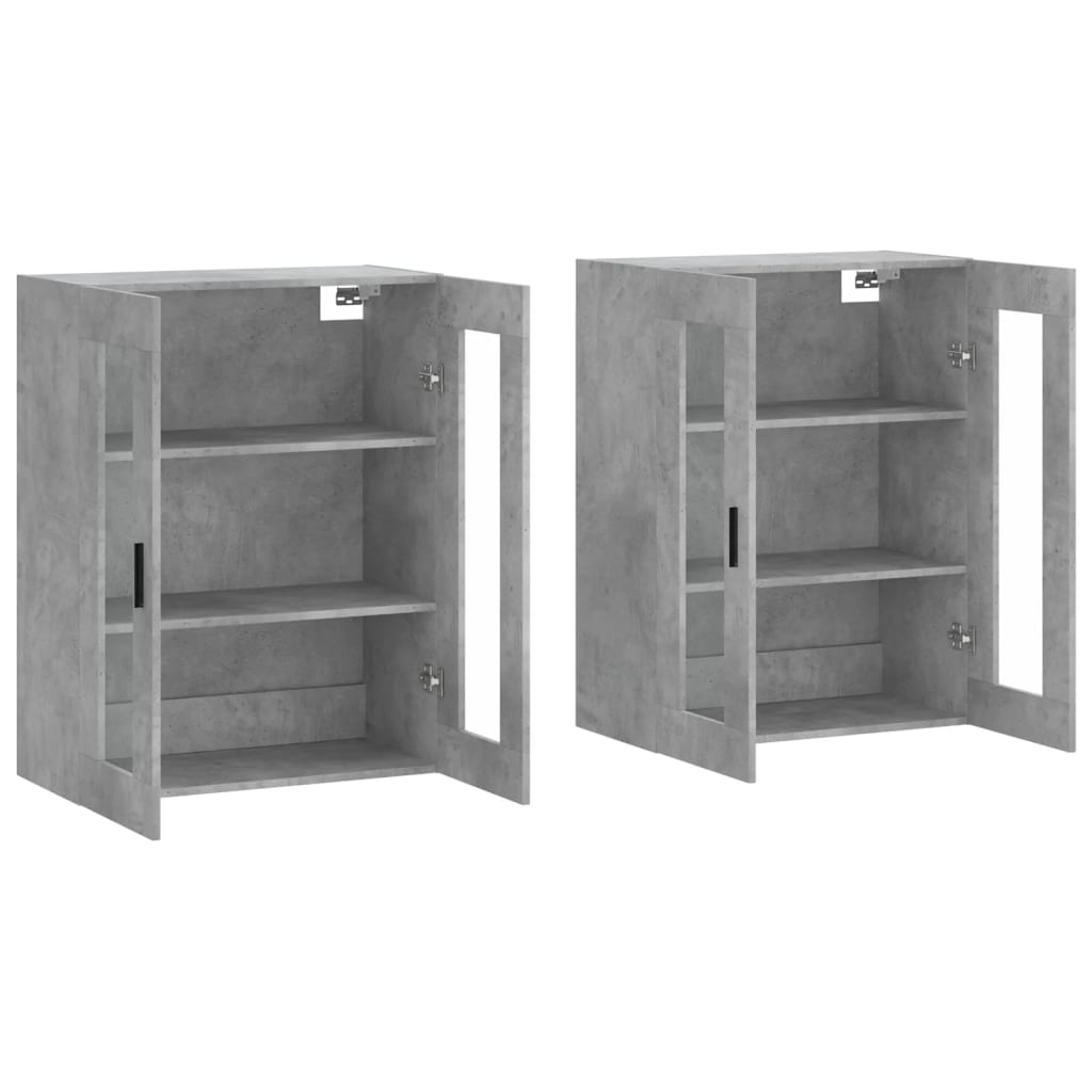 Wall-mounted cabinets, 2 pcs., concrete, wood