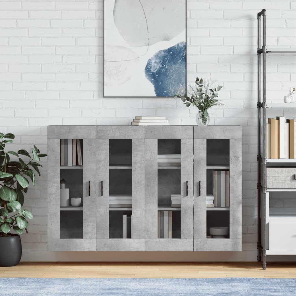 Wall-mounted cabinets, 2 pcs., concrete, wood
