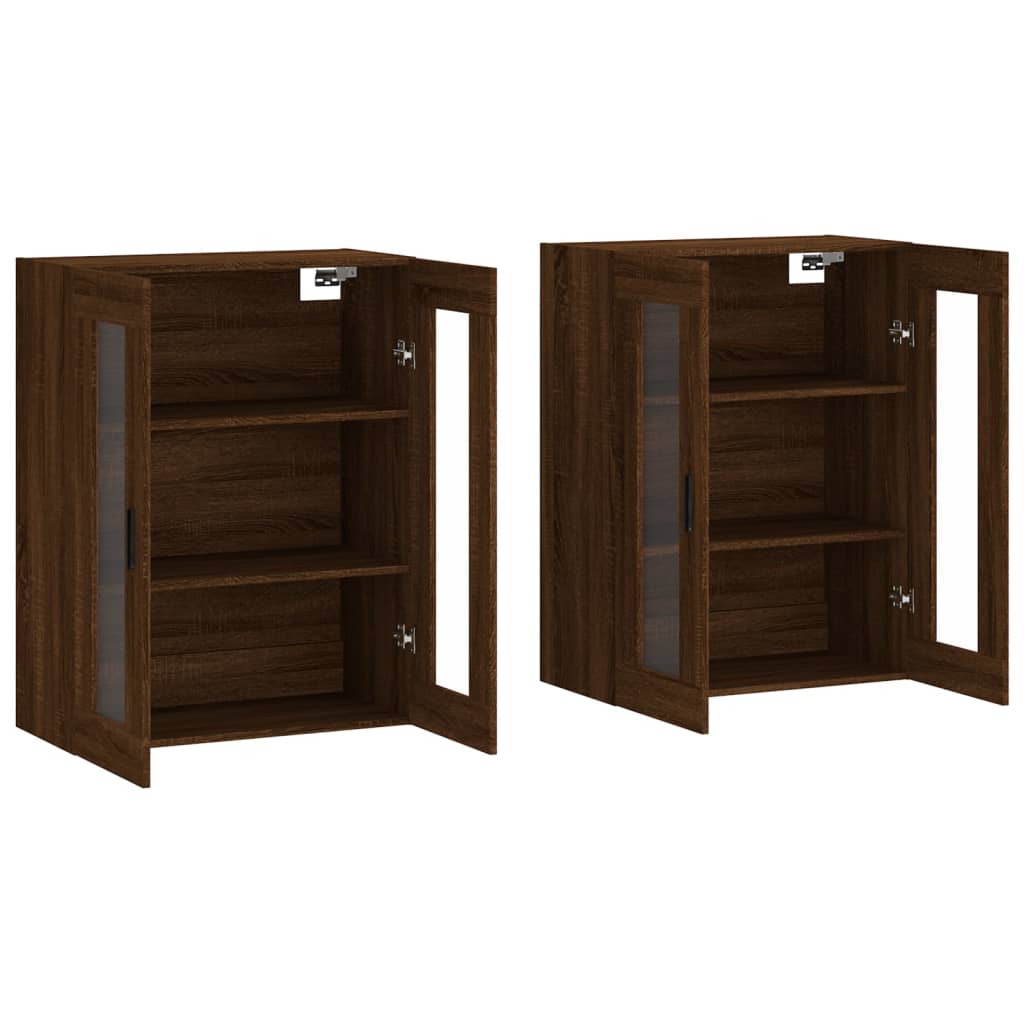 Wall-mounted cabinets, 2 pcs, brown, wood
