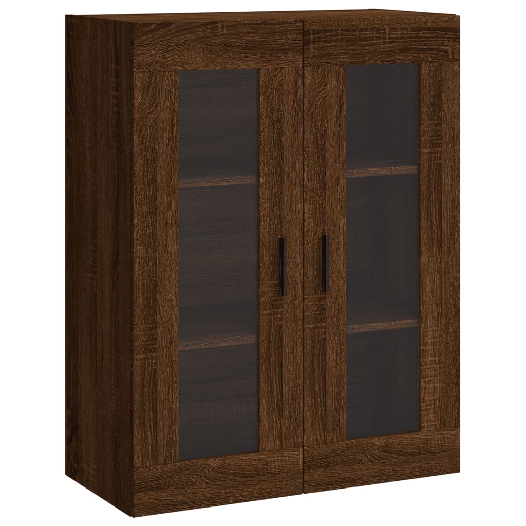 Wall-mounted cabinets, 2 pcs, brown, wood