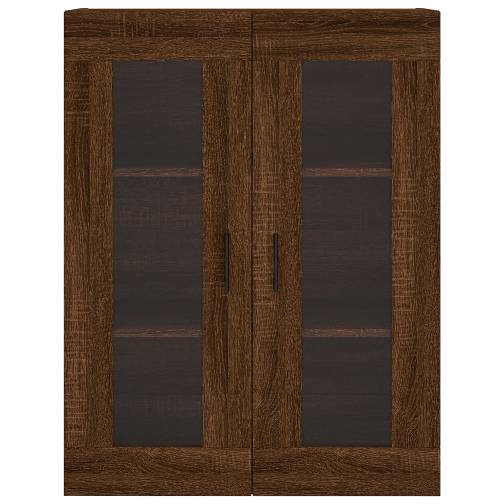 Wall-mounted cabinets, 2 pcs, brown, wood