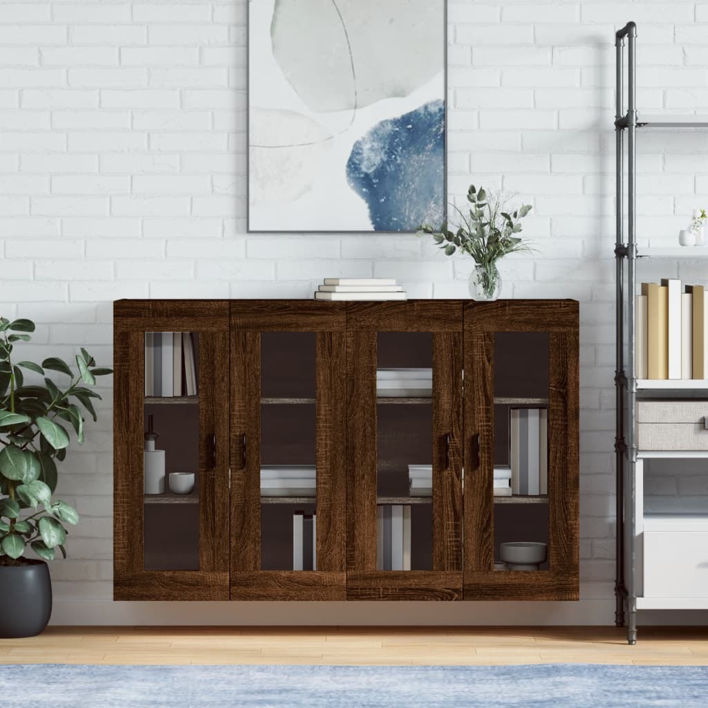Wall-mounted cabinets, 2 pcs, brown, wood