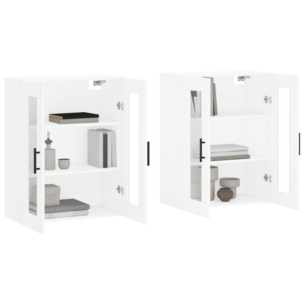 Wall-mounted cabinets, 2 pcs., white, wood