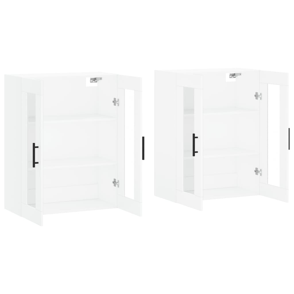 Wall-mounted cabinets, 2 pcs., white, wood