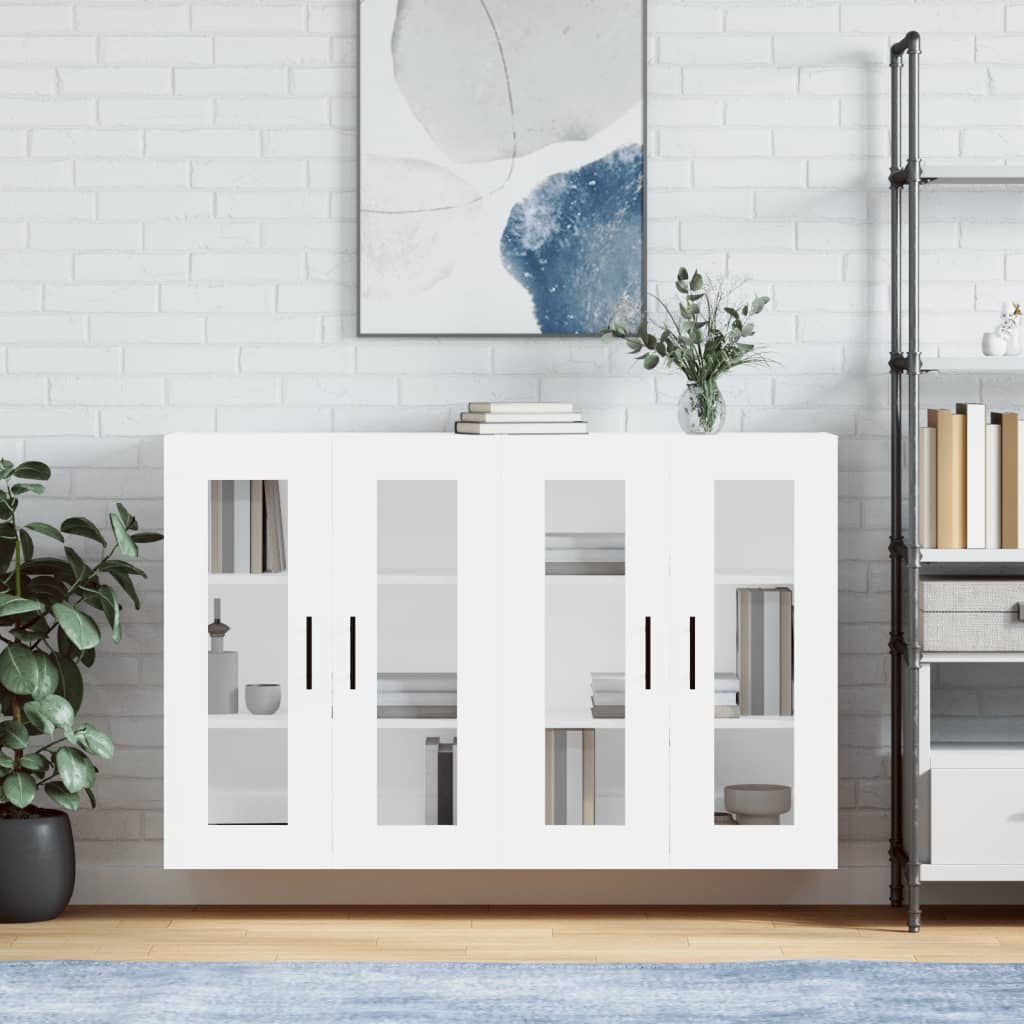 Wall-mounted cabinets, 2 pcs., white, wood