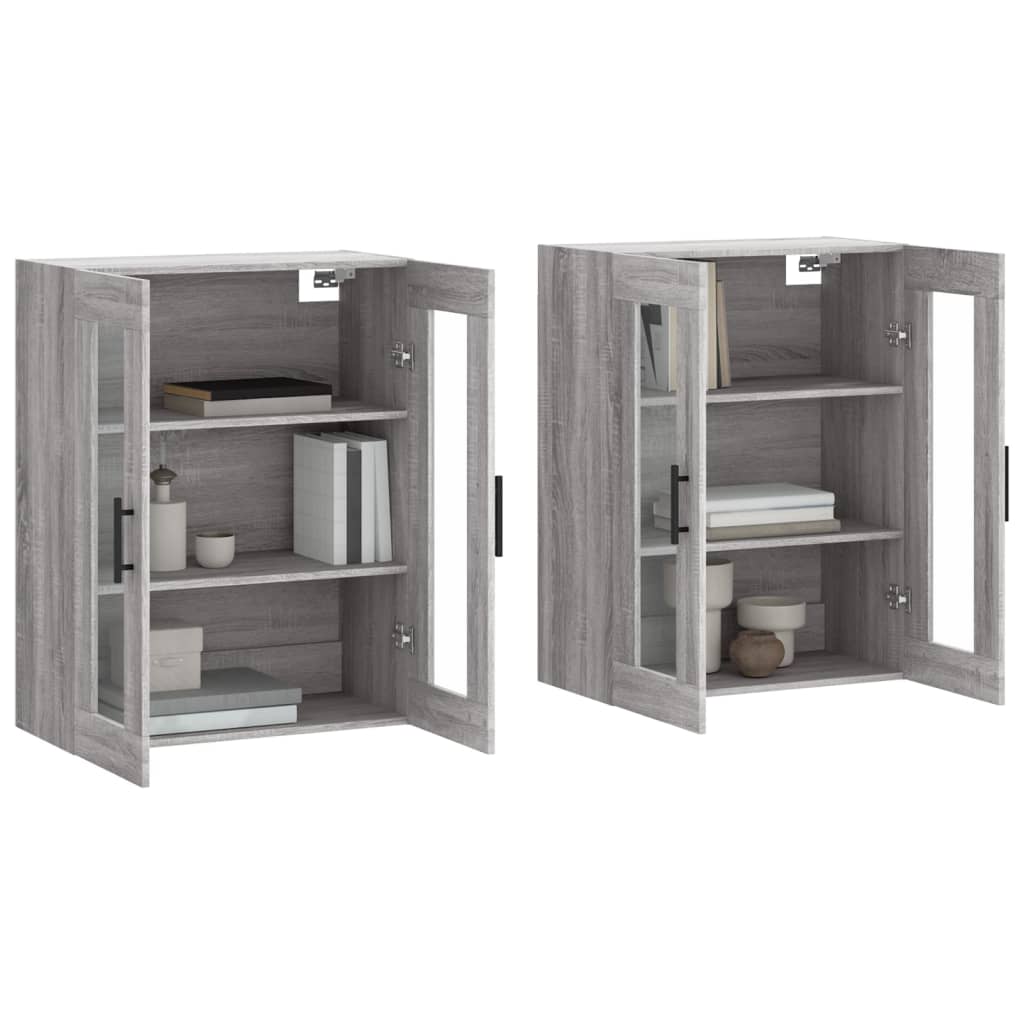 Wall cabinets, 2 pcs., grey, wood