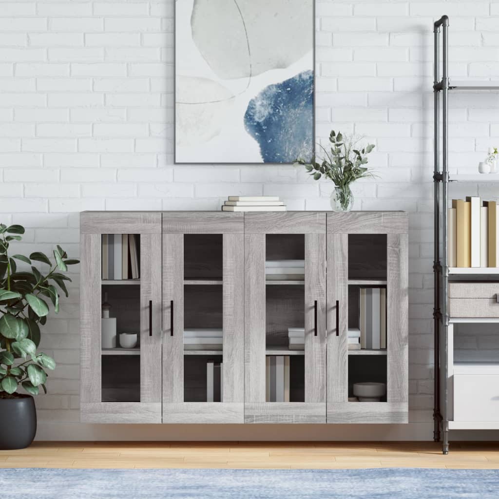Wall cabinets, 2 pcs., grey, wood