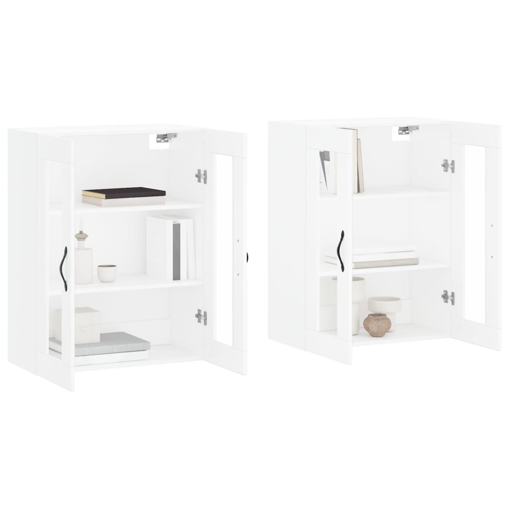 Wall-mounted cabinets, 2 pcs., white, wood