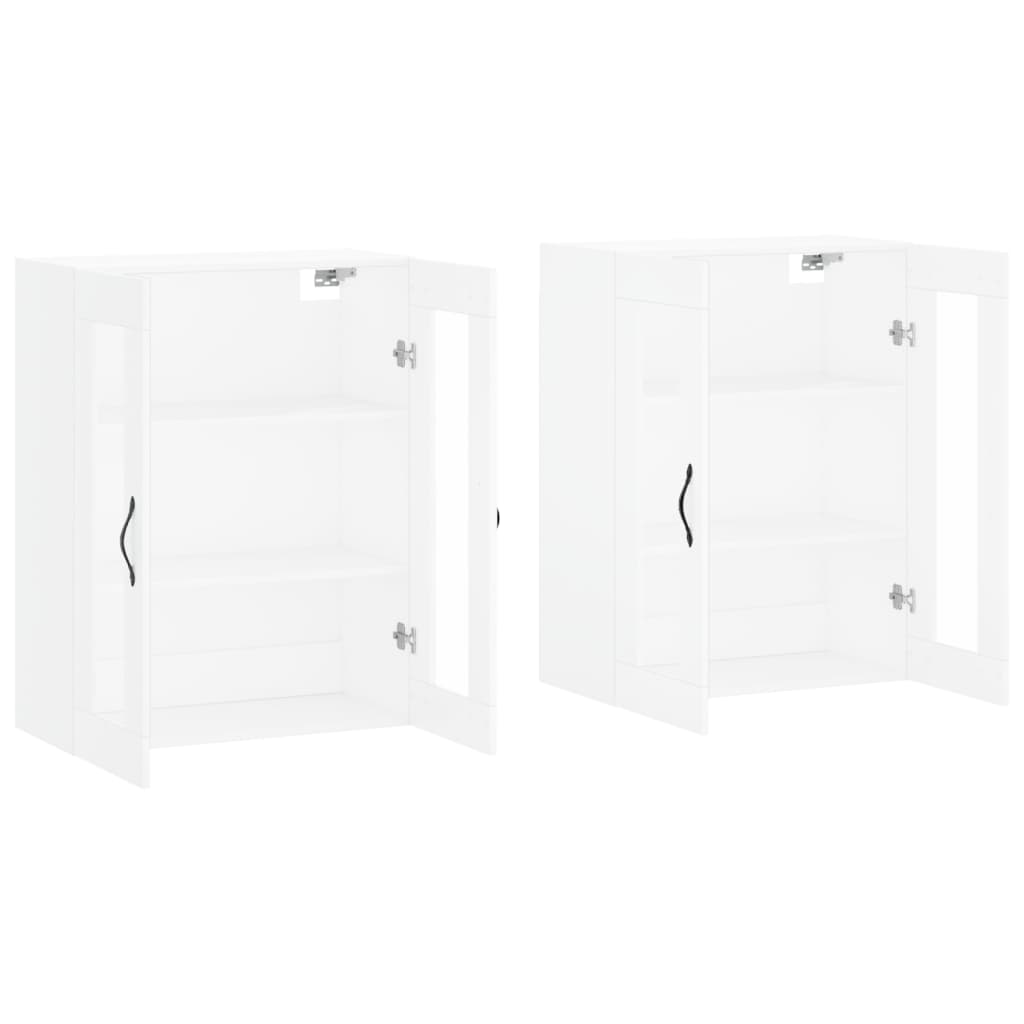 Wall-mounted cabinets, 2 pcs., white, wood