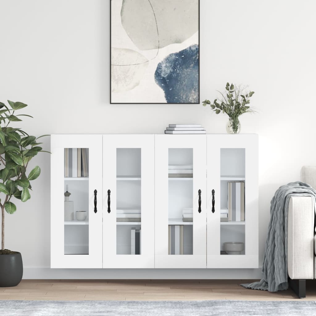 Wall-mounted cabinets, 2 pcs., white, wood