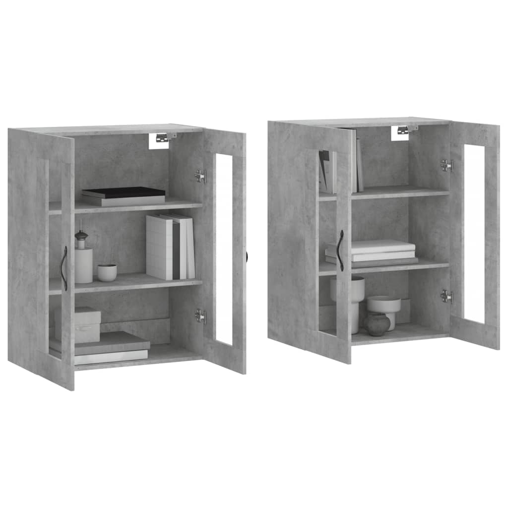 Wall-mounted cabinets, 2 pcs., concrete, wood