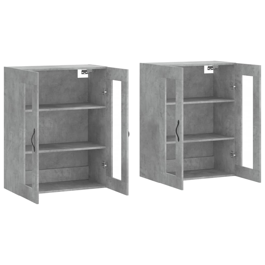 Wall-mounted cabinets, 2 pcs., concrete, wood