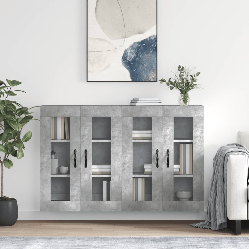 Wall-mounted cabinets, 2 pcs., concrete, wood