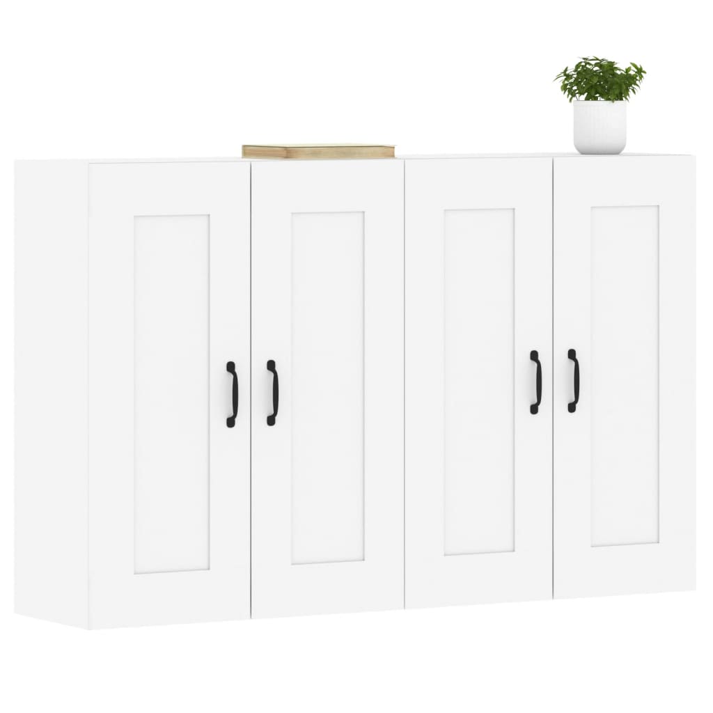 Wall-mounted cabinets, 2 pcs., white, wood