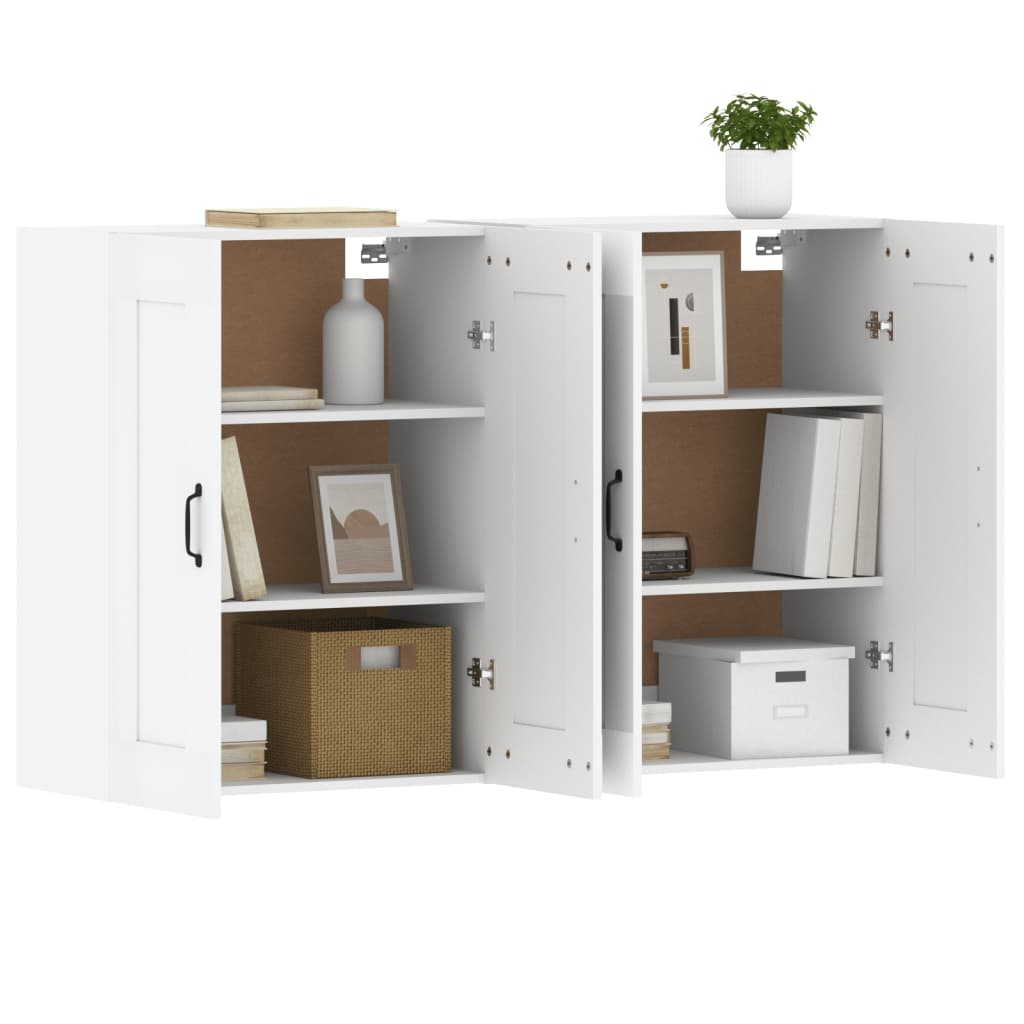 Wall-mounted cabinets, 2 pcs., white, wood