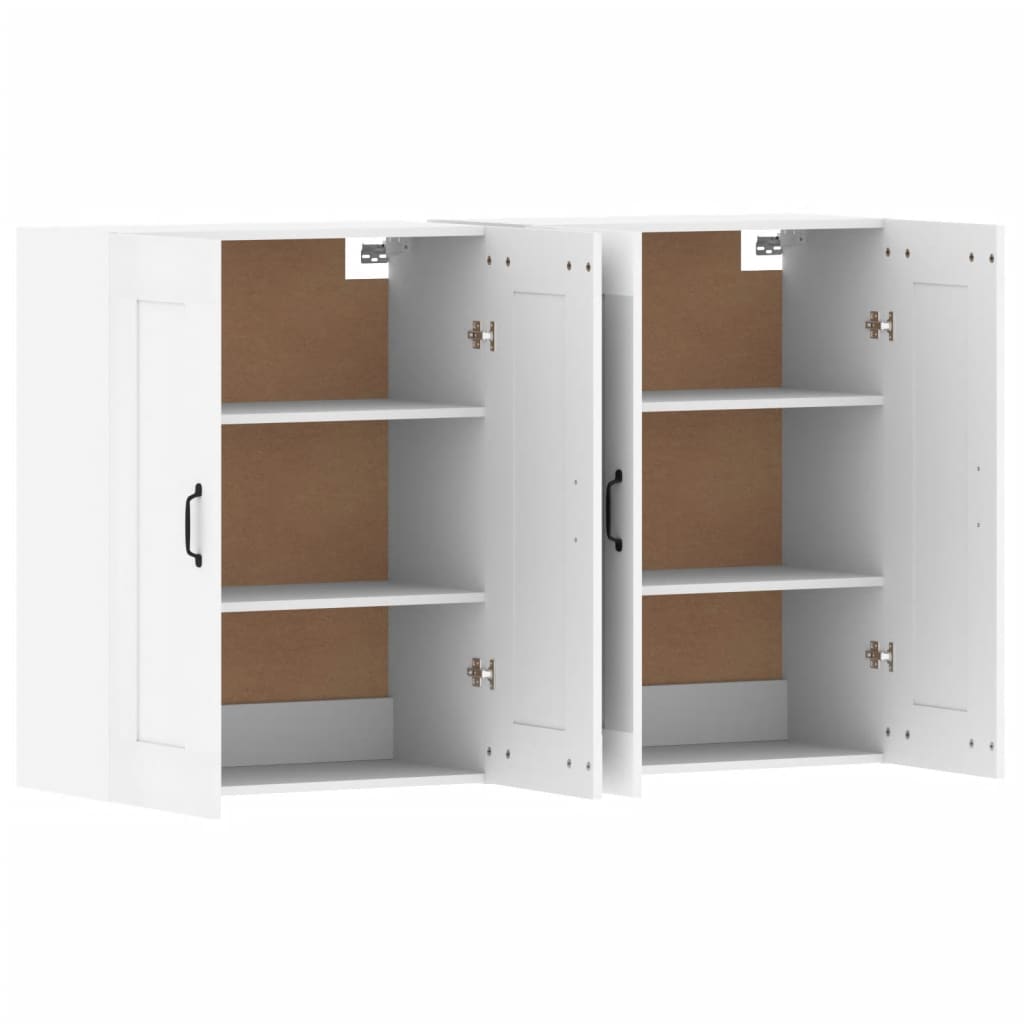 Wall-mounted cabinets, 2 pcs., white, wood