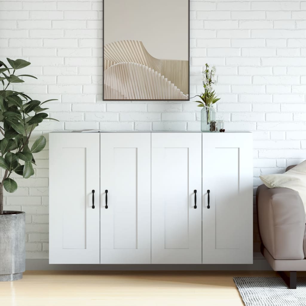 Wall-mounted cabinets, 2 pcs., white, wood