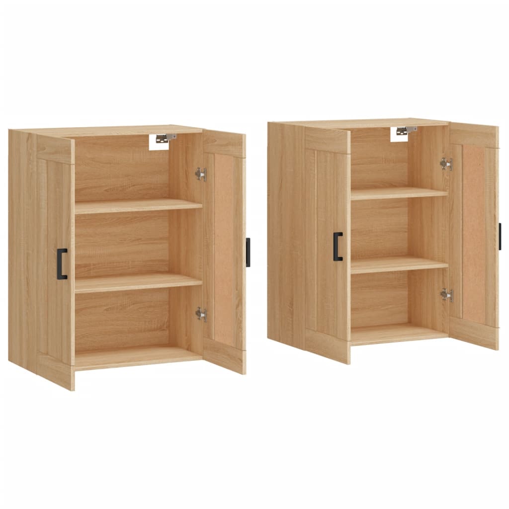 Wall-mounted cabinets, 2 pcs., oak, wood