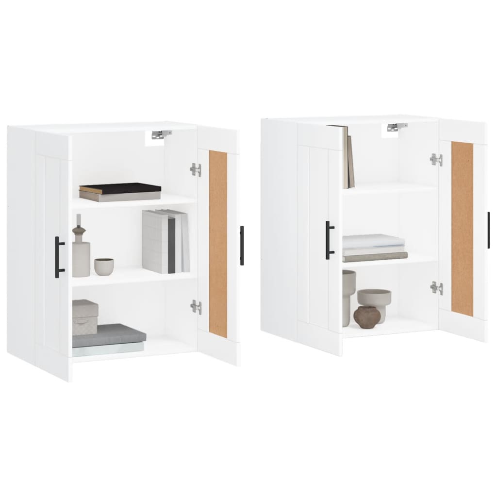Wall-mounted cabinets, 2 pcs., white, wood