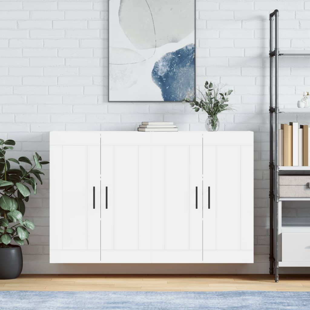 Wall-mounted cabinets, 2 pcs., white, wood