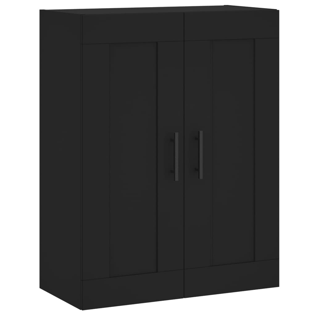 Wall-mounted cabinets, 2 pcs., black, wood