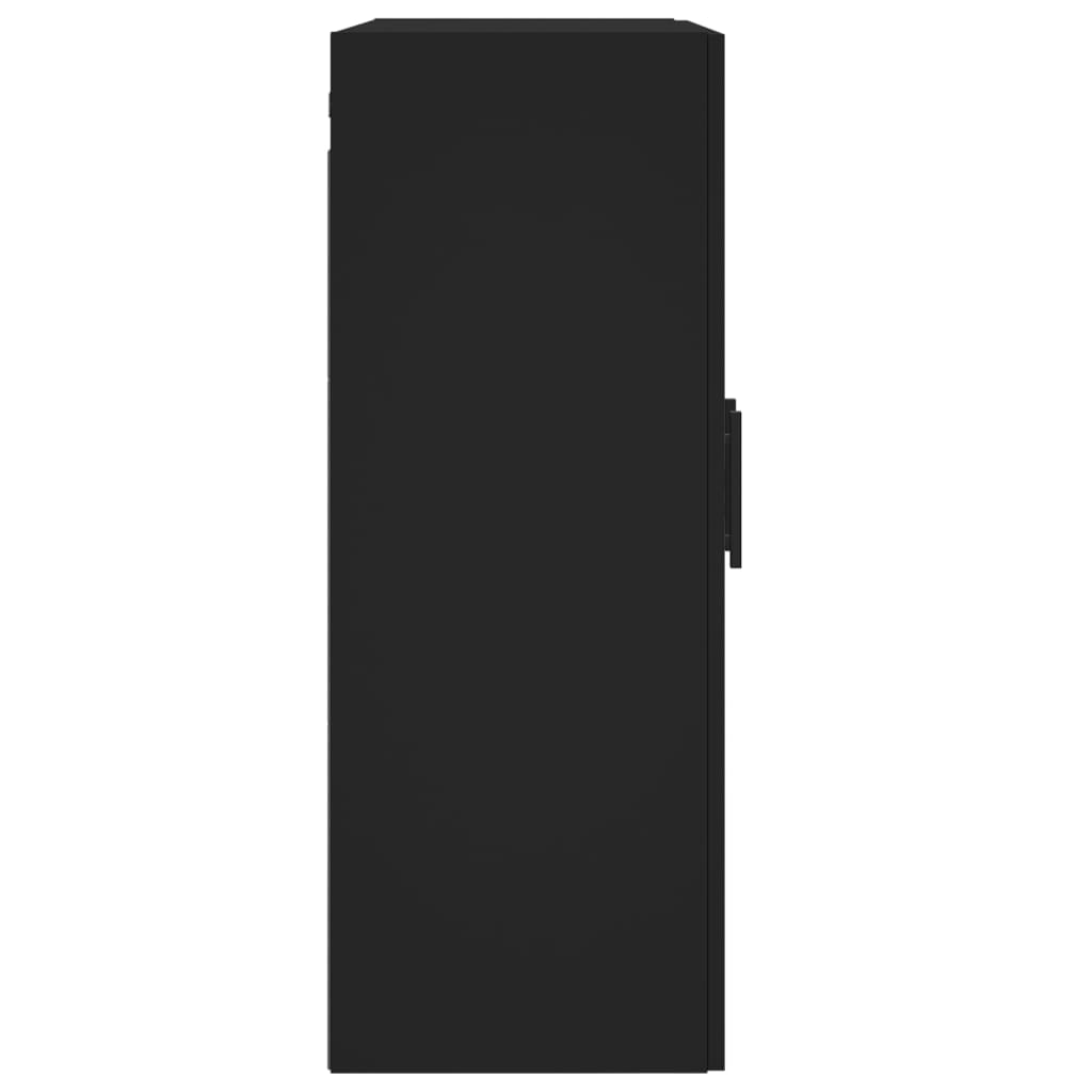 Wall-mounted cabinets, 2 pcs., black, wood