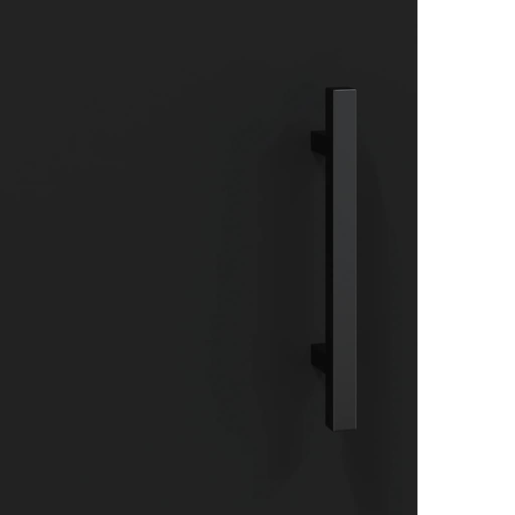 Wall-mounted cabinets, 2 pcs., black, wood