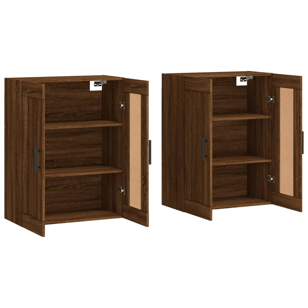 Wall-mounted cabinets, 2 pcs, brown, wood