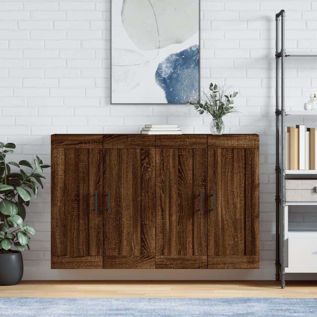 Wall-mounted cabinets, 2 pcs, brown, wood