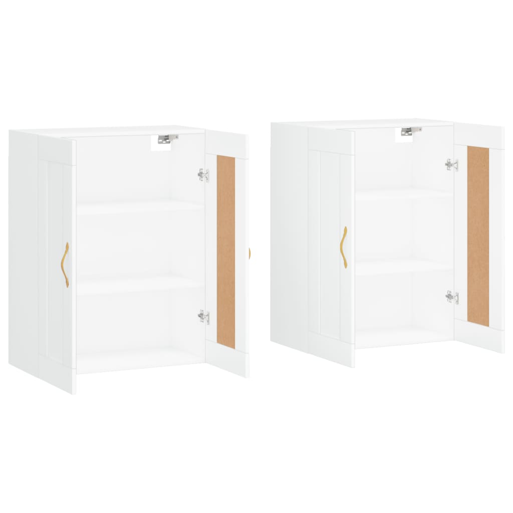 Wall-mounted cabinets, 2 pcs., white, wood