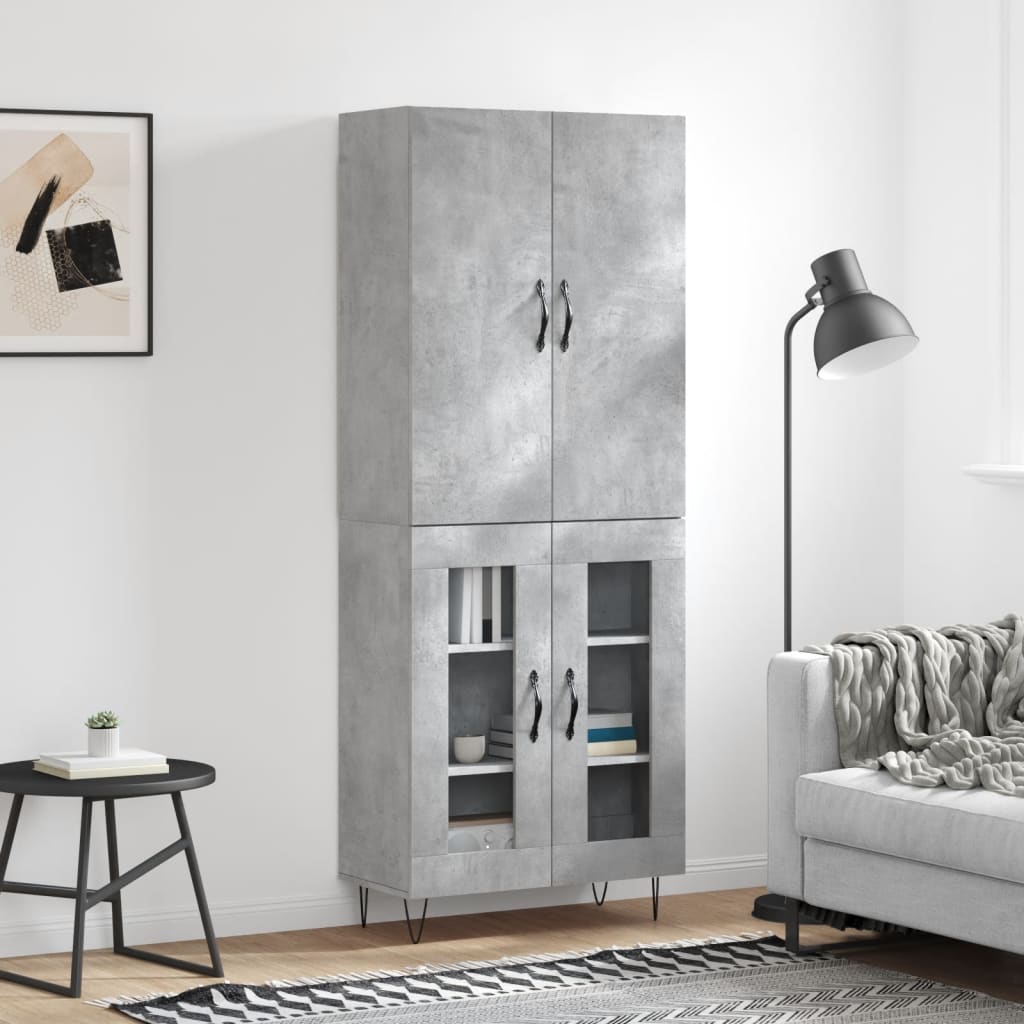 Komoda, betono pilkos spalvos, 69,5x34x180cm, apdirbta mediena