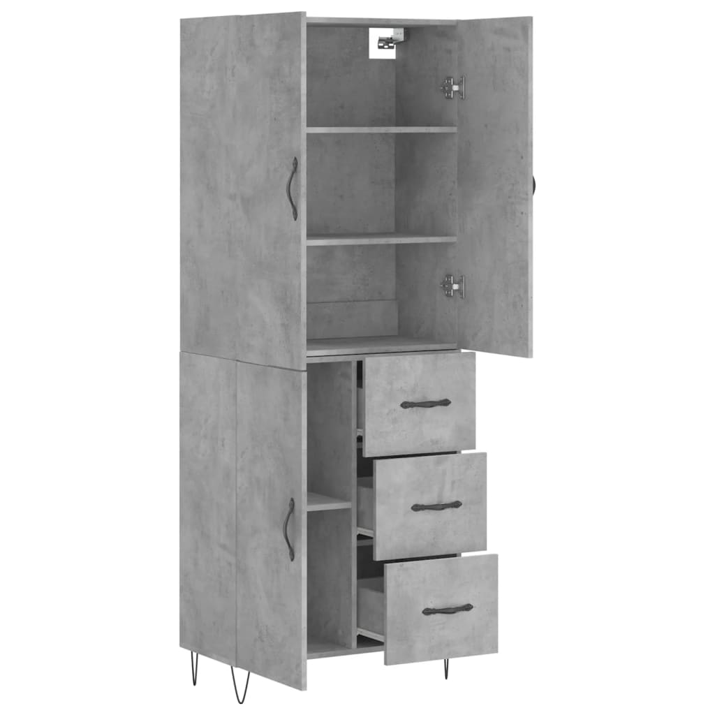 Chest of drawers, concrete grey, 69.5x34x180cm, engineered wood