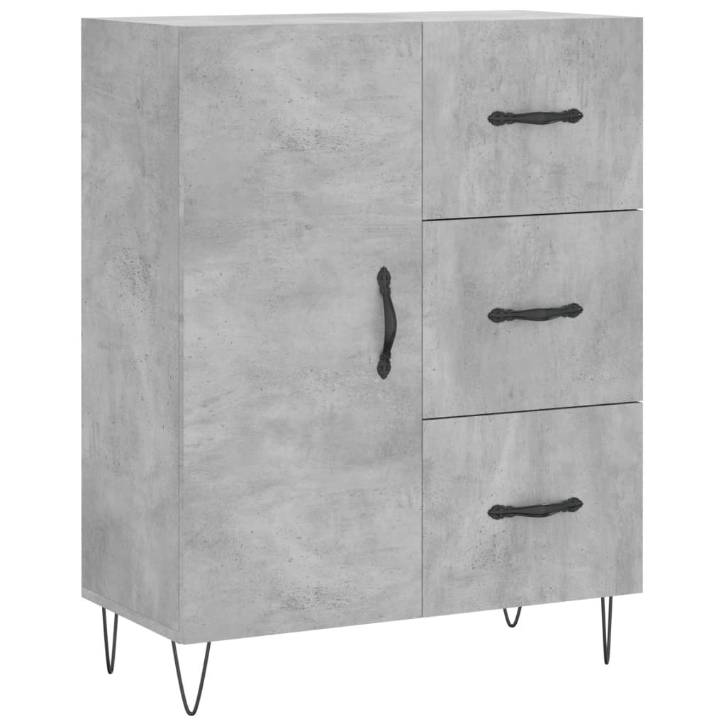 Chest of drawers, concrete grey, 69.5x34x180cm, engineered wood