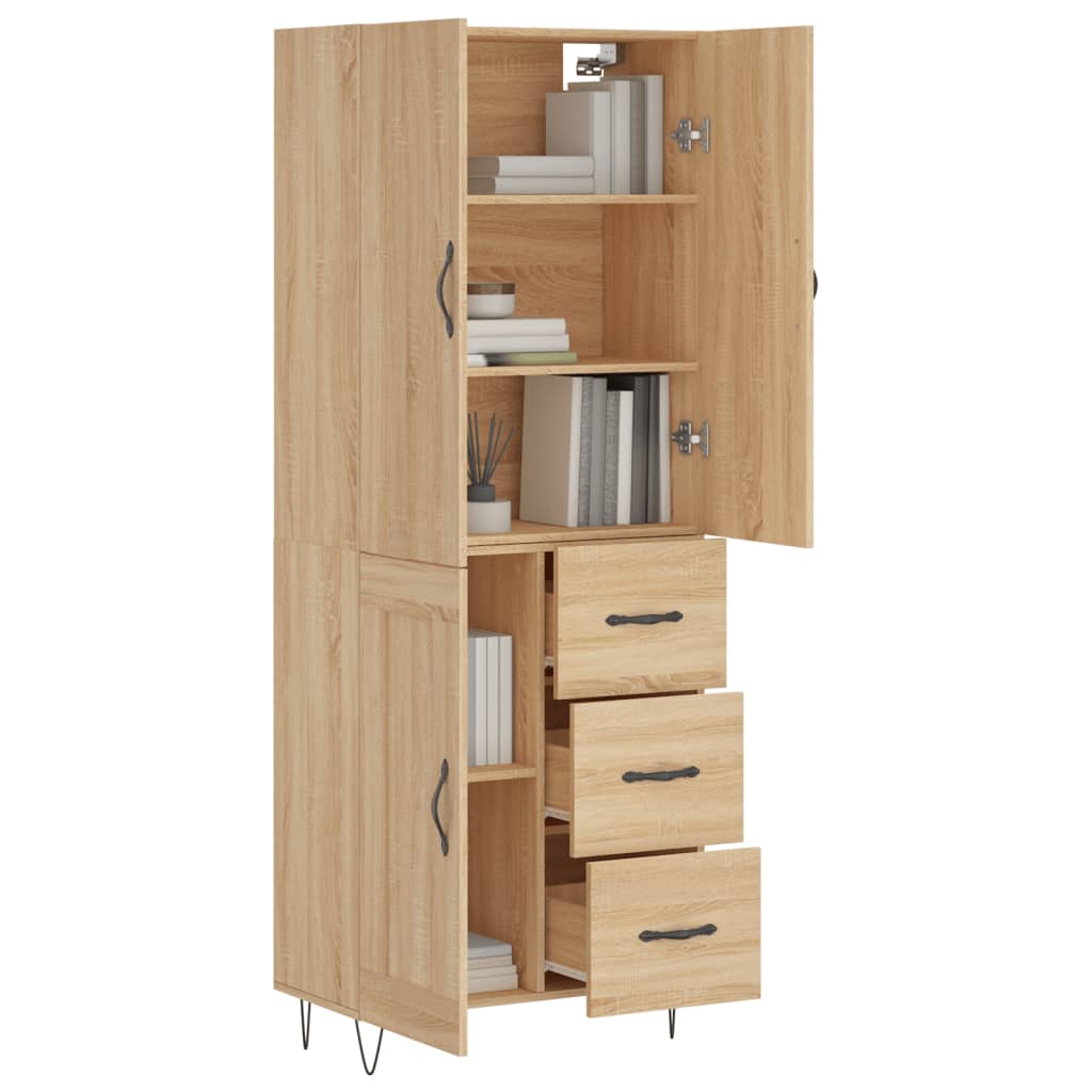 Chest of drawers, Sonoma oak, 69.5x34x180cm, engineered wood