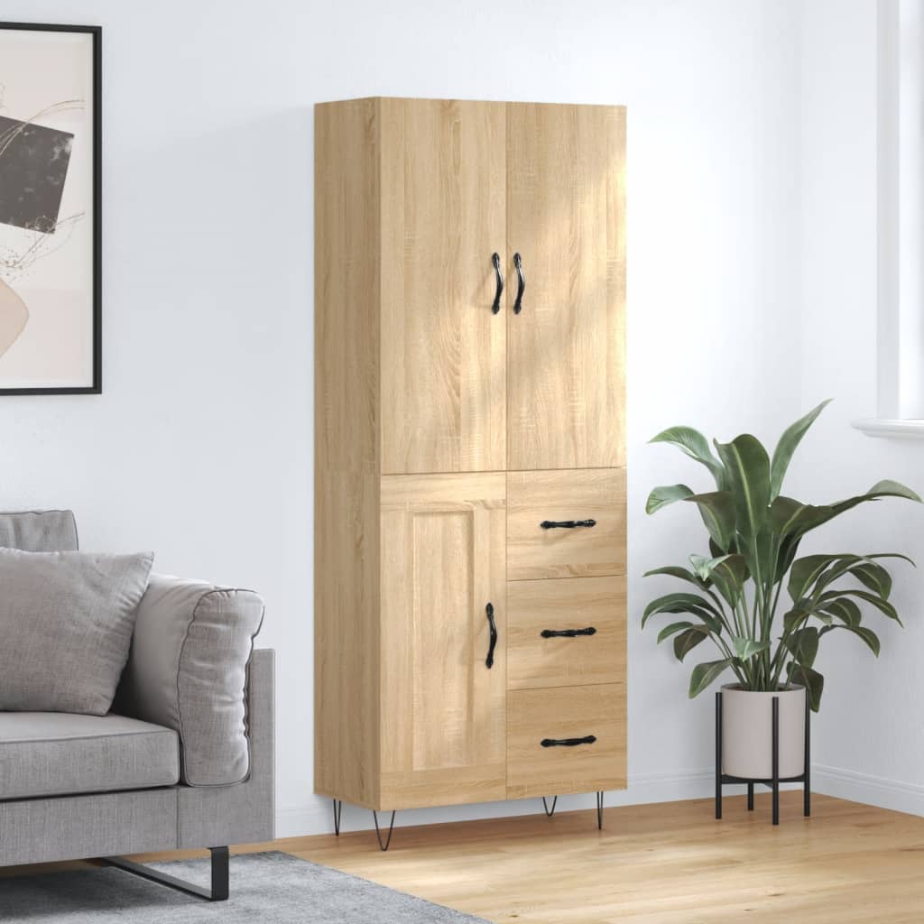 Chest of drawers, Sonoma oak, 69.5x34x180cm, engineered wood