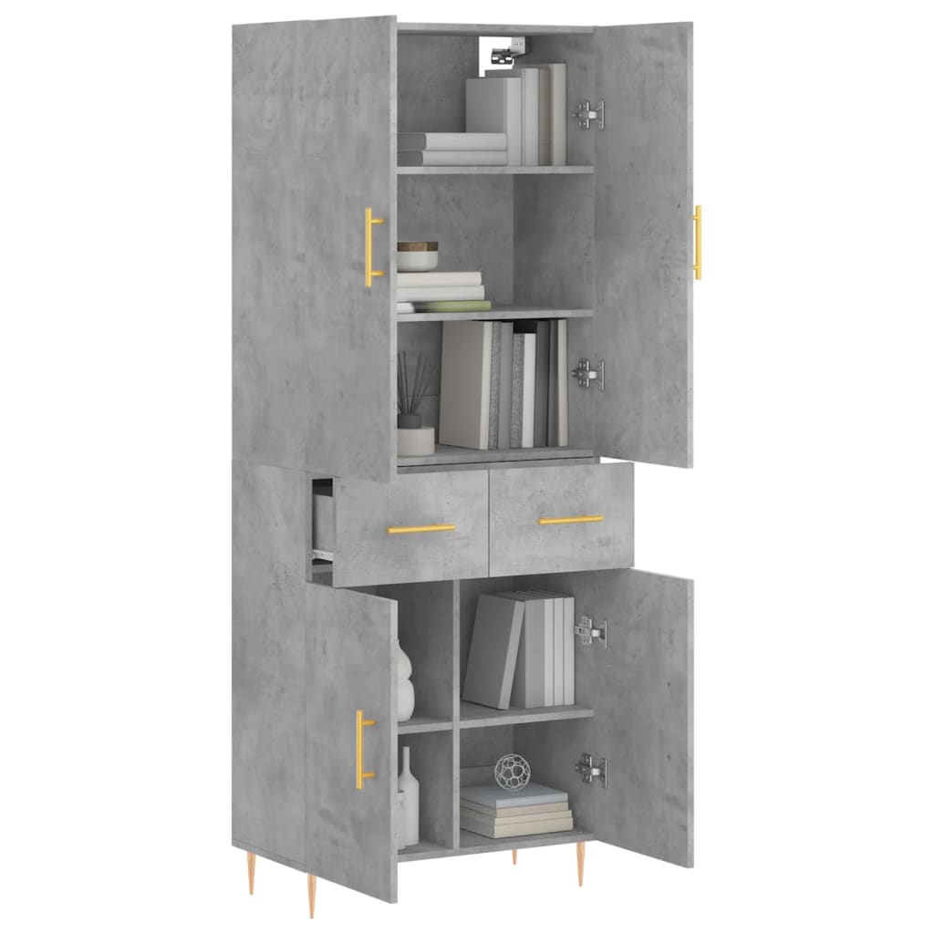 Chest of drawers, concrete grey, 69.5x34x180cm, engineered wood