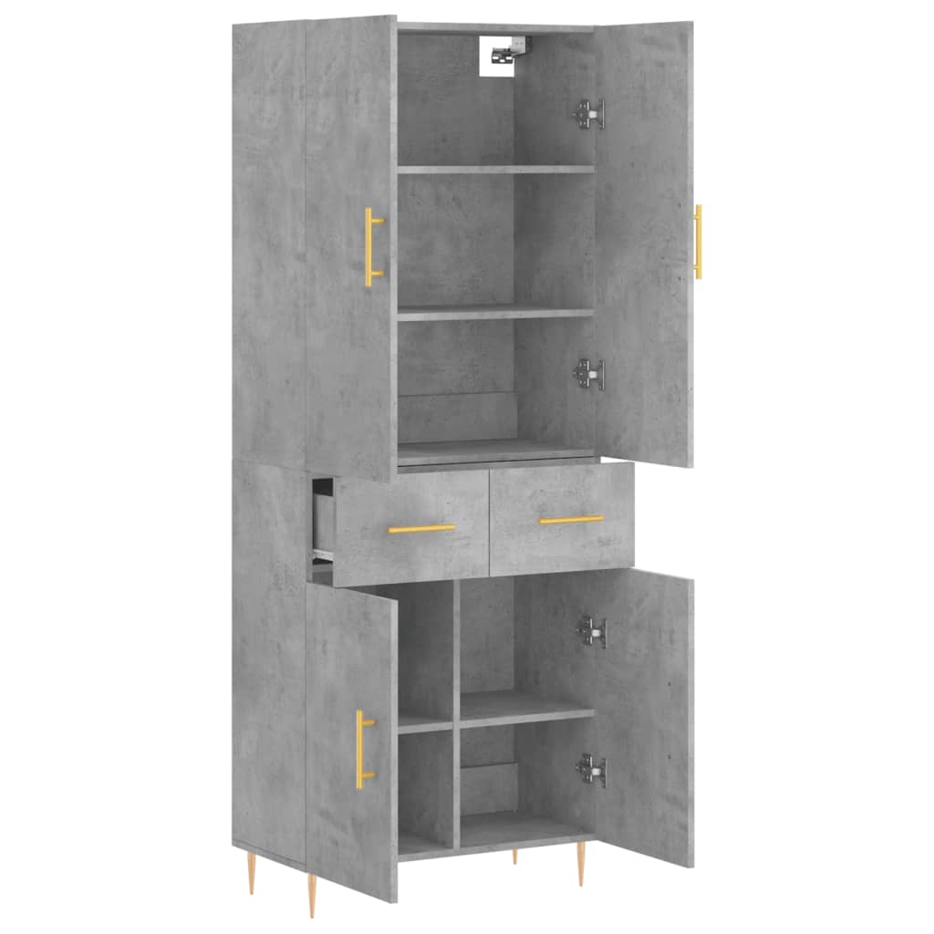 Chest of drawers, concrete grey, 69.5x34x180cm, engineered wood