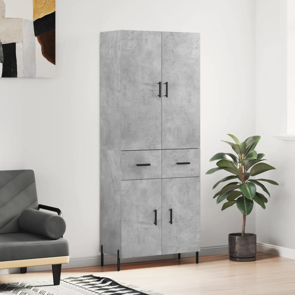 Komoda, betono pilkos spalvos, 69,5x34x180cm, apdirbta mediena