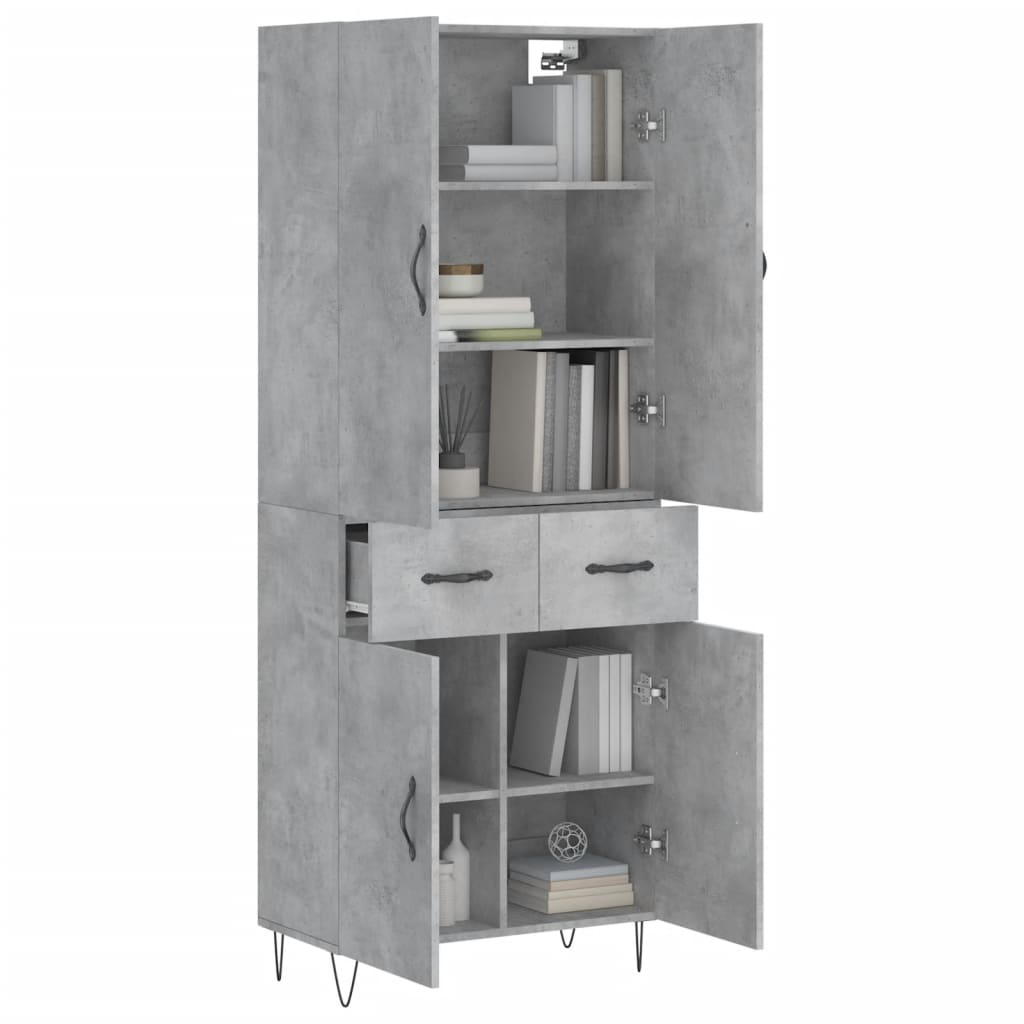 Chest of drawers, concrete grey, 69.5x34x180cm, engineered wood